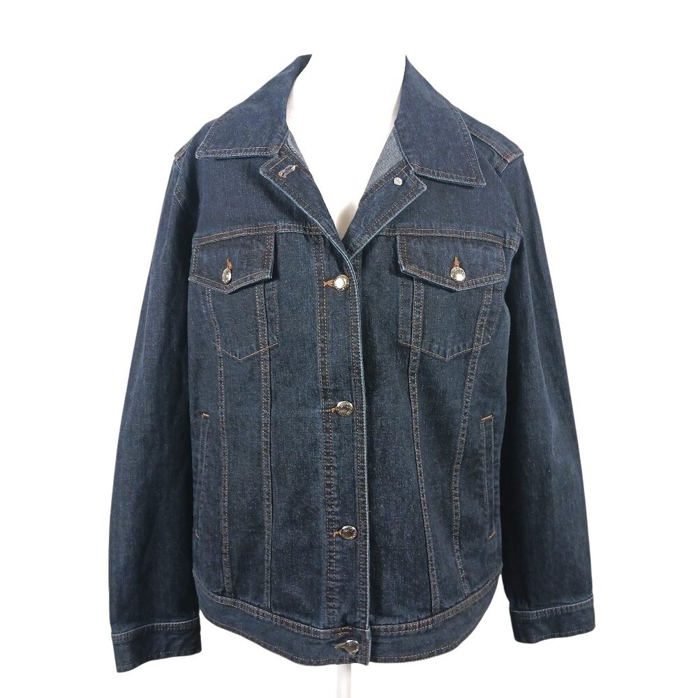 Chaps Denim 1X Dark Wash Denim Jacket, Jean Jacket, Ralph Lauren Western Cowgirl